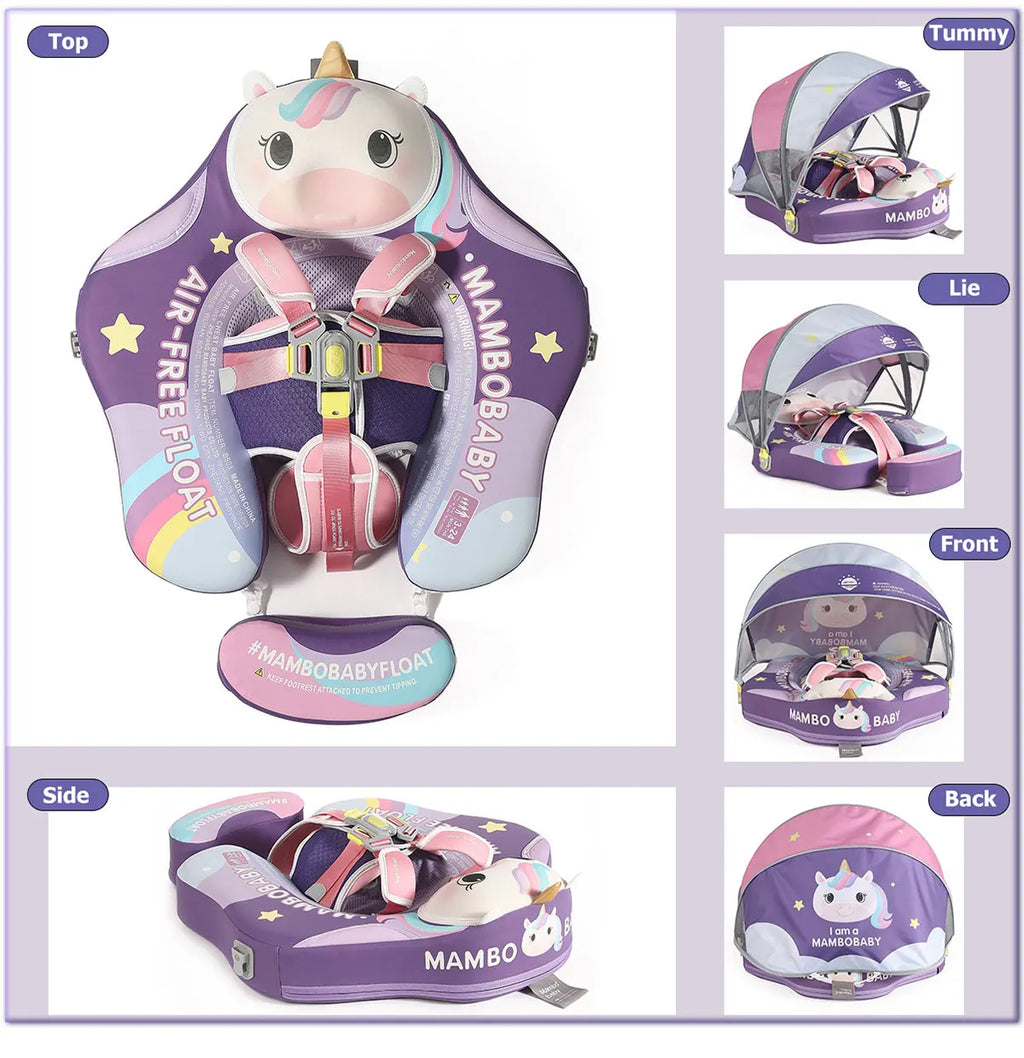 Mambobaby Float Safe Solid Core ST-Unicorn B503-143-W-Z Comfort Always: Skin-friendly Coat Baby Swimming Ring Toddler Pool Float