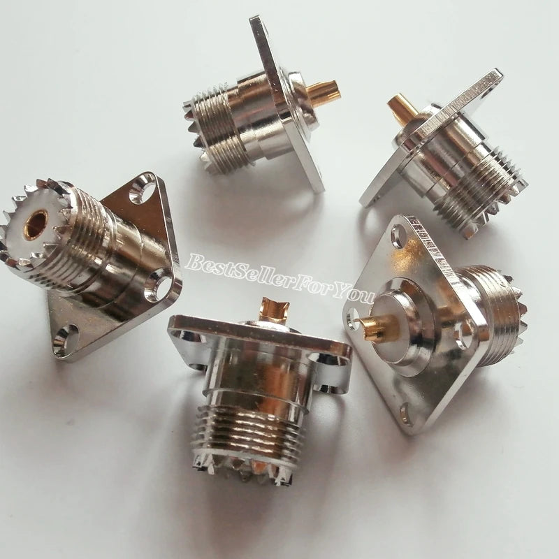 Panel hembra UHF SO239 SO-239, brida de 4 orificios, conector RF de montaje en Panel de soldadura, 1 unidad
