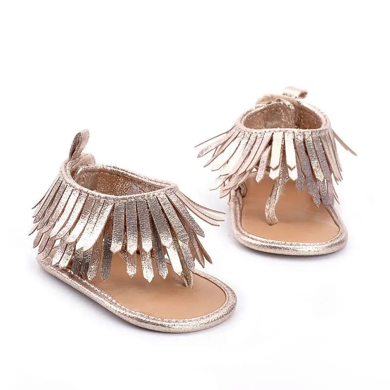 Baby Fringe Tassel Sandals with Buckle Strap