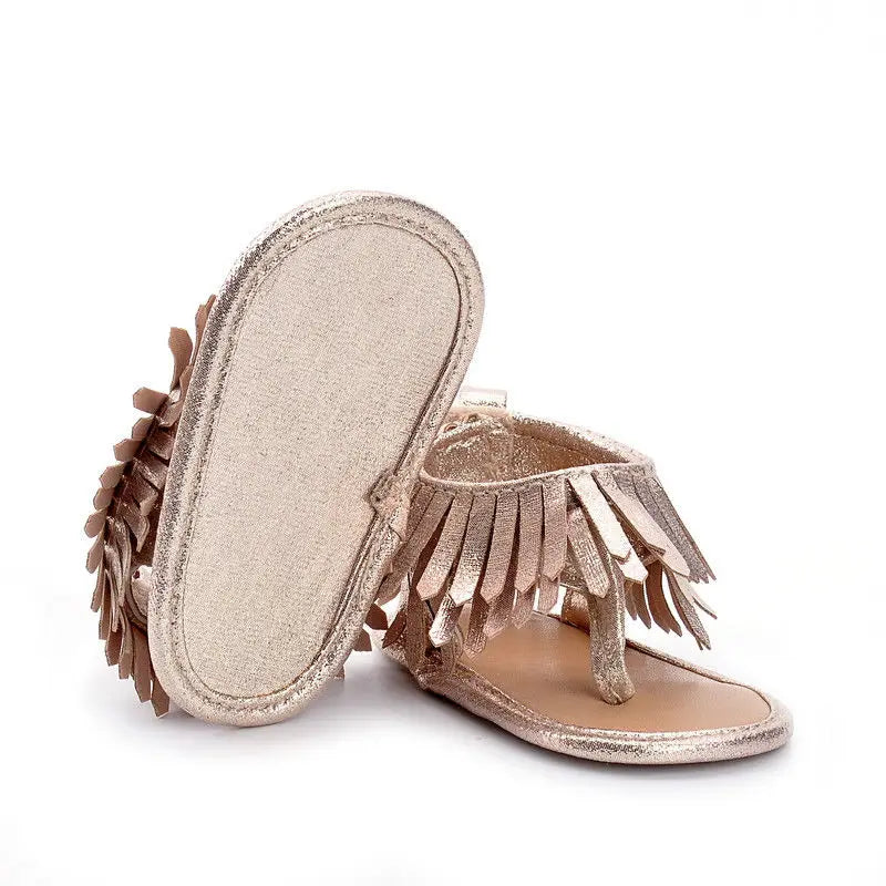 Baby Fringe Tassel Sandals with Buckle Strap