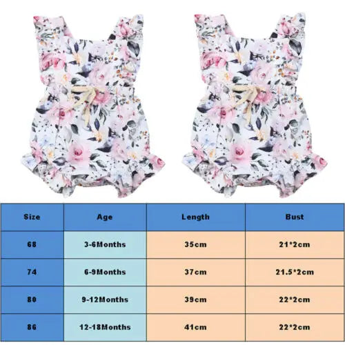 Baby Girl Sleeveless Summer Print Romper