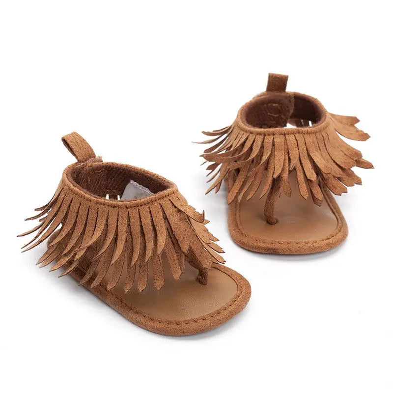 Baby Fringe Tassel Sandals with Buckle Strap
