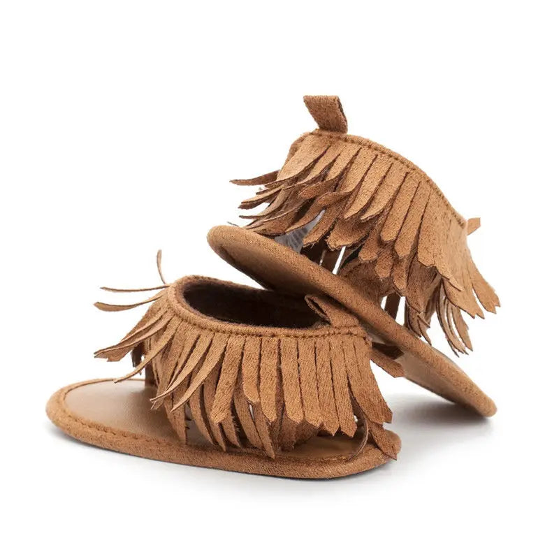 Baby Fringe Tassel Sandals with Buckle Strap