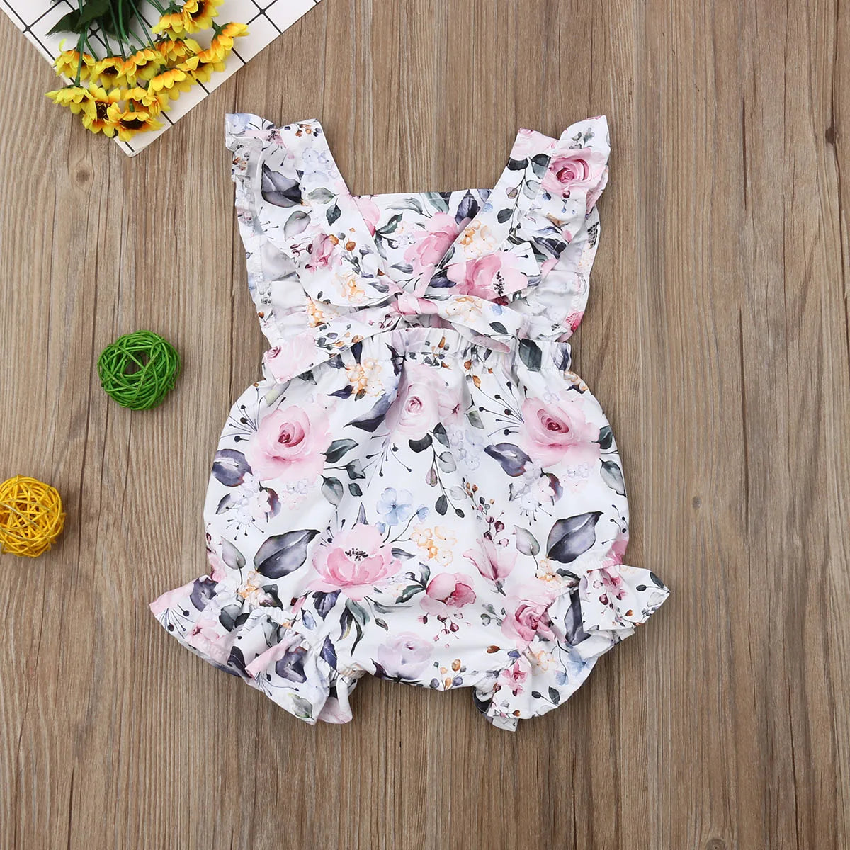 Baby Girl Sleeveless Summer Print Romper
