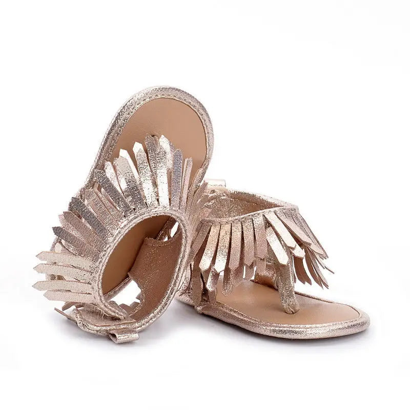 Baby Fringe Tassel Sandals with Buckle Strap