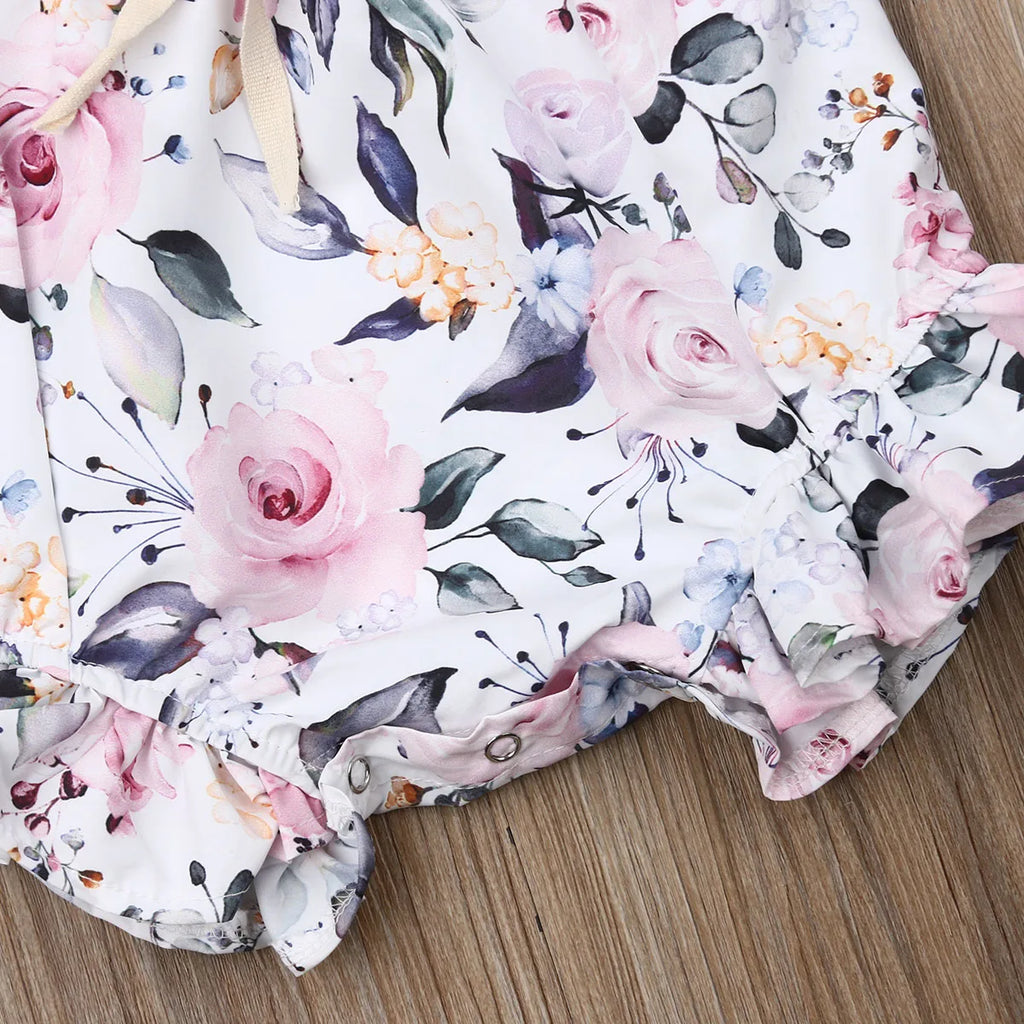 Baby Girl Sleeveless Summer Print Romper
