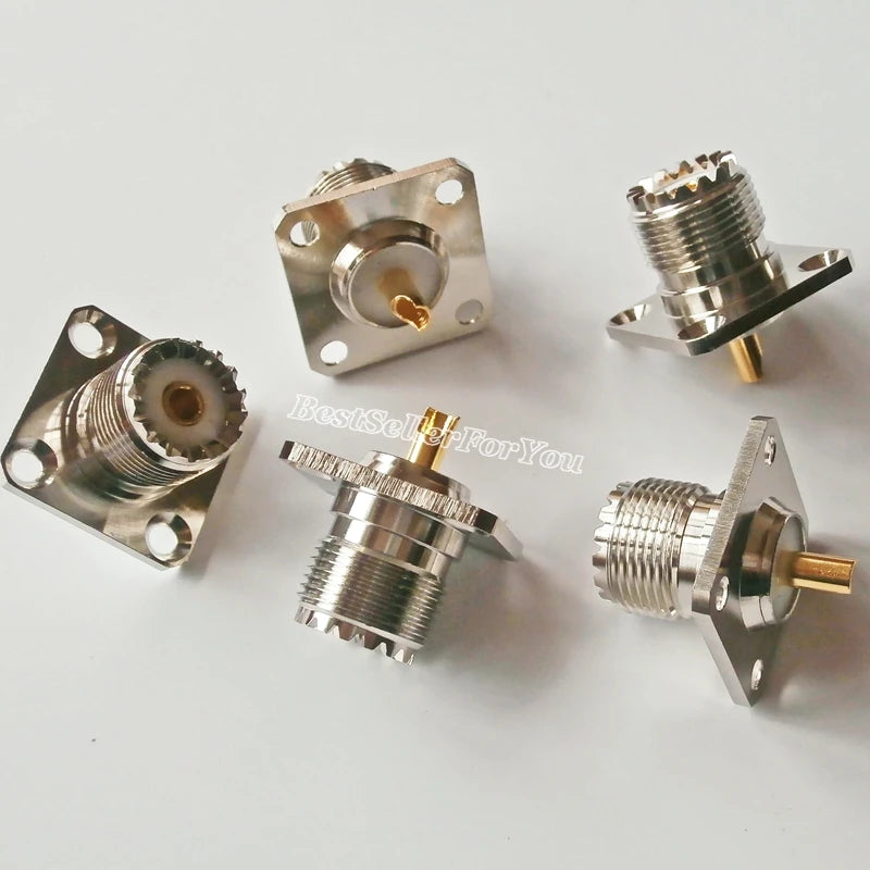 Panel hembra UHF SO239 SO-239, brida de 4 orificios, conector RF de montaje en Panel de soldadura, 1 unidad