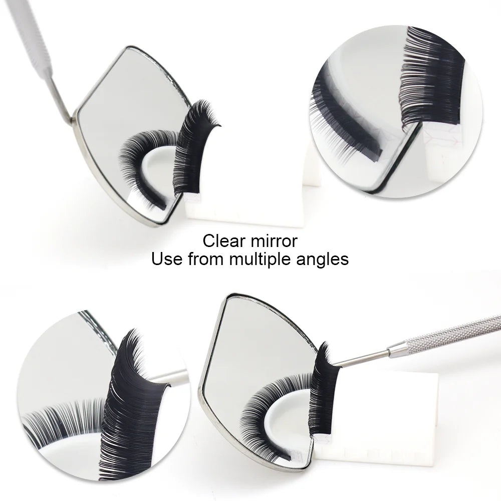 GLAMLASH espejo de pestañas espejo de maquillaje grande aumento belleza mango largo para comprobar extensión de pestañas postizas herramienta de maquillaje