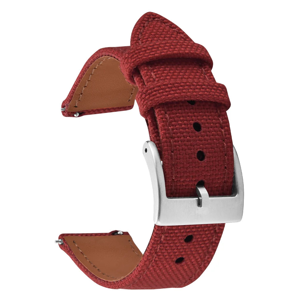 Correa de reloj de nailon de 18mm, 20mm y 22mm, correas de reloj de cuero y tela de vela de dos caras, pulseras de liberación rápida, cinturón deportivo para hombres y mujeres