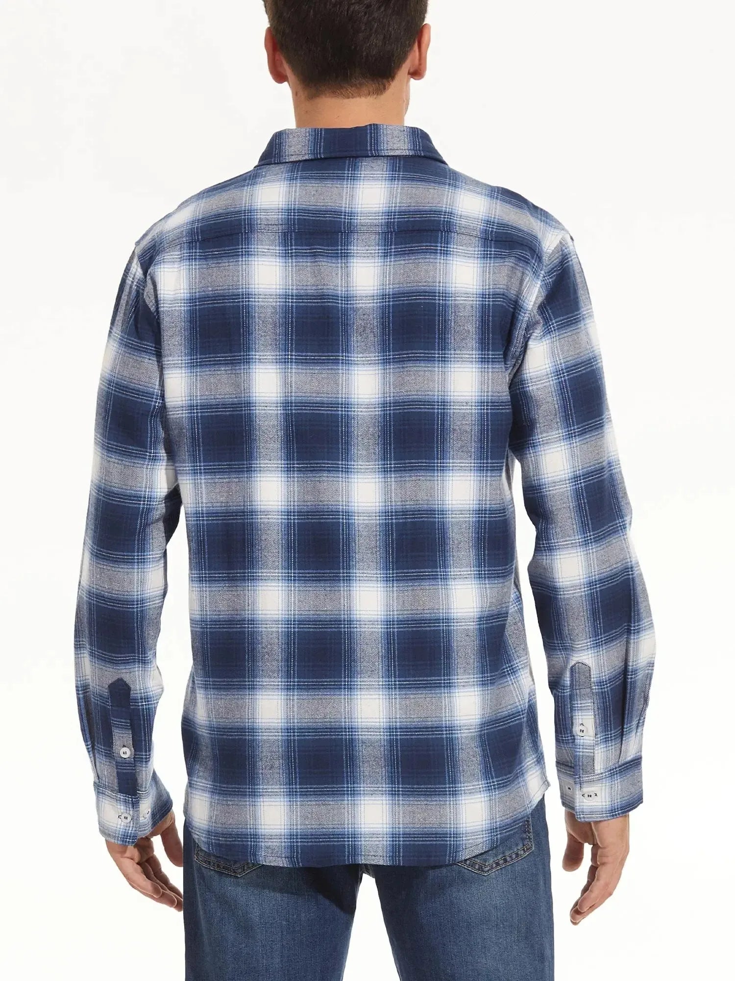 TACVASEN-Camisa de manga larga para hombre, chaqueta de franela, ligera, con botones y bolsillos