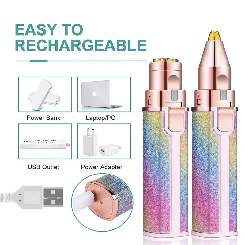 Depiladora eléctrica portátil 2 en 1, recortadora de cejas, depiladora de labios Facial corporal para mujer, Mini afeitadora indolora recargable