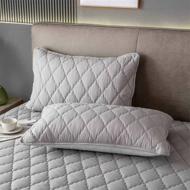 Funda de almohada impermeable acolchada de algodón cepillado, juego de una sola pieza/2 piezas, funda de almohada suave y transpirable para dormitorio y cama