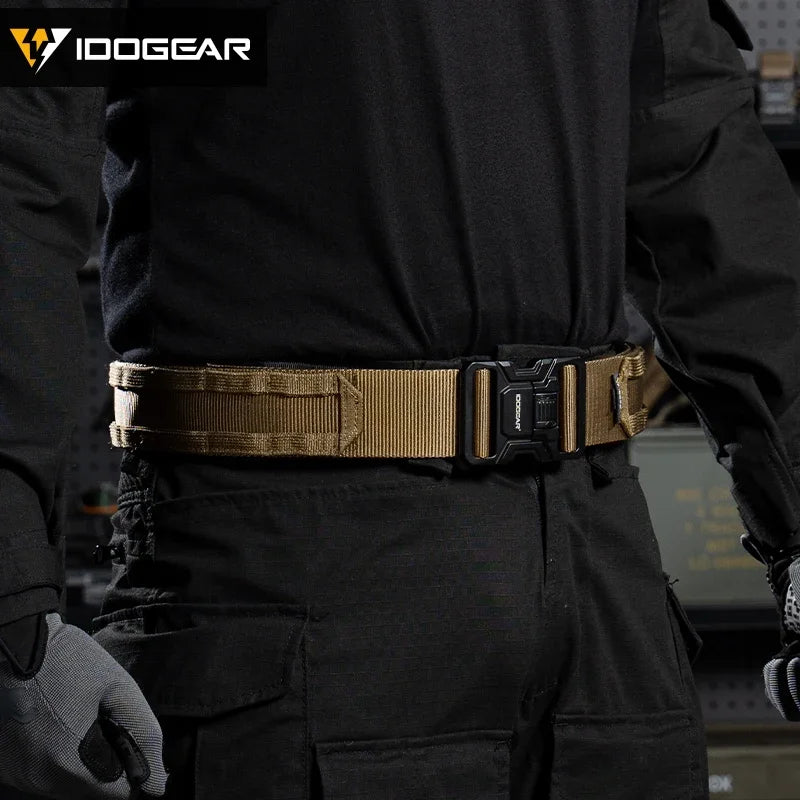 IDOGEAR-Cinturón táctico MOLLE de 2 ", cinturón MOLLE de liberación rápida con interior exterior ajustable para hombres, deportes al aire libre Airsoft 3444