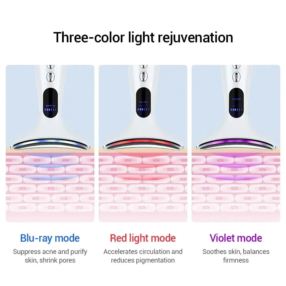 Dispositivo de masaje vibratorio para cuello y cara, máquina de Estiramiento facial, microcorrientes, terapia de luz roja, antiarrugas