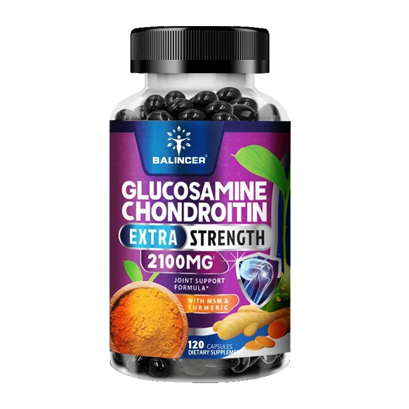 Glucosamina, Condroitina, Cúrcuma y MSM - Suplemento para la Salud de las Articulaciones, Antioxidante, Ayuda a Aliviar el Dolor de Espalda, Rodillas y Manos