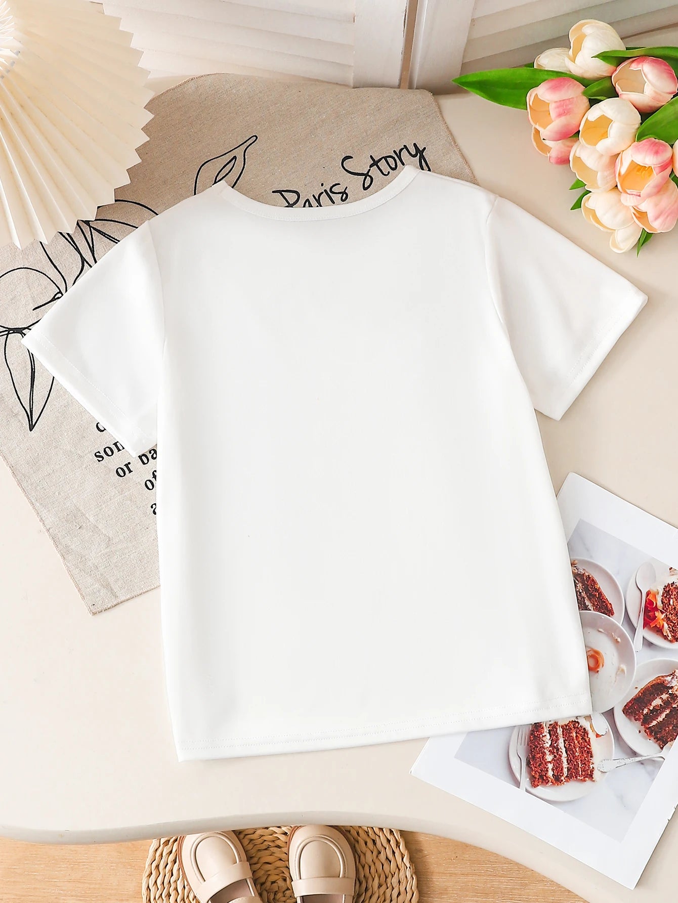 Camiseta de Manga Corta con Estampado de Grupo Idol de K-POP para Niñas, Linda Camiseta con Gráficos de Dibujos Animados, Top Informal de Verano para Niños