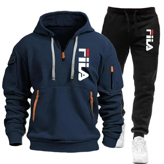 Conjunto de sudadera con capucha para hombre, conjunto de dos piezas de top cómodo y a la moda y pantalones deportivos casuales.