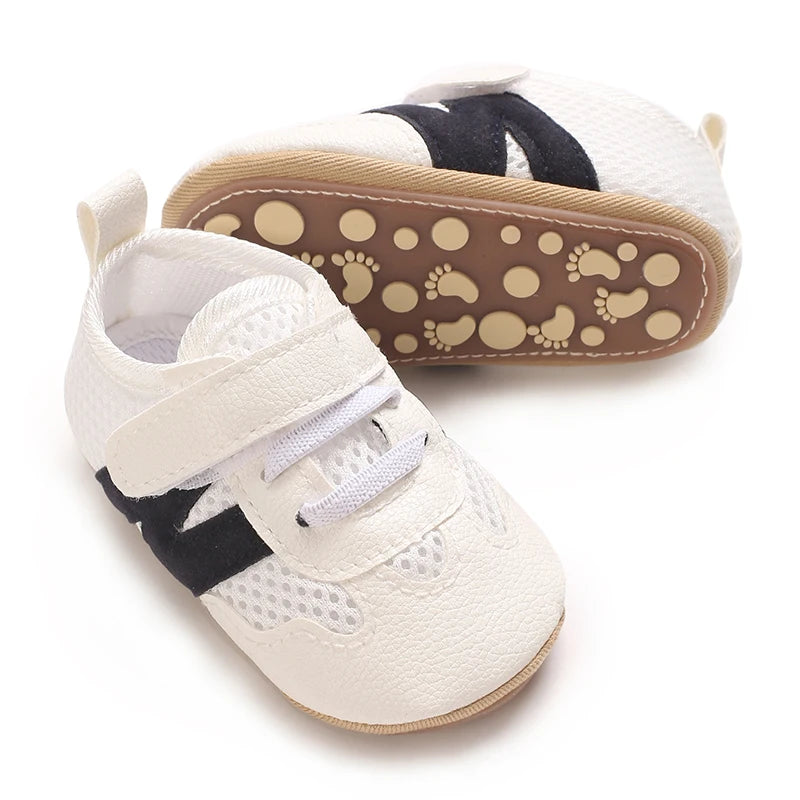 0-18 Months Newborn Baby Classic Sneakers Letters Splicing Baby Casual Shoe Anti-slip Hundred Walking Baby Boys Girls Baby Shoes