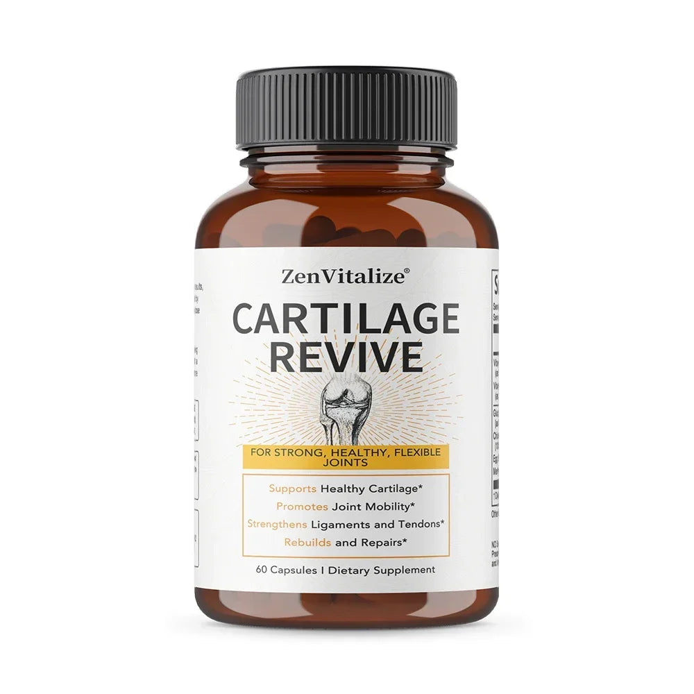 Cápsulas de Suplemento Cartilage Revive con Glucosamina, MSM, Vitamina D3, C - Apoyo para las Articulaciones, Antioxidante, Mejora la Flexibilidad