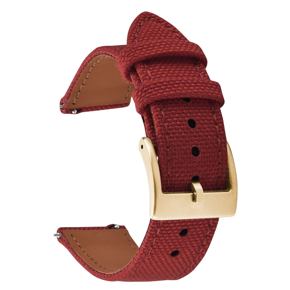 Correa de reloj de nailon de 18mm, 20mm y 22mm, correas de reloj de cuero y tela de vela de dos caras, pulseras de liberación rápida, cinturón deportivo para hombres y mujeres