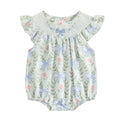Baby Girl Floral Ruffle-Sleeve Romper with Bow