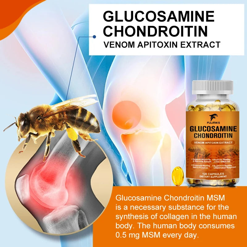 Glucosamina 1500 mg Condroitina 1200 mg Cápsulas de resistencia extra Soporte para articulaciones Suplemento de apoyo inmunológico antioxidante para adultos