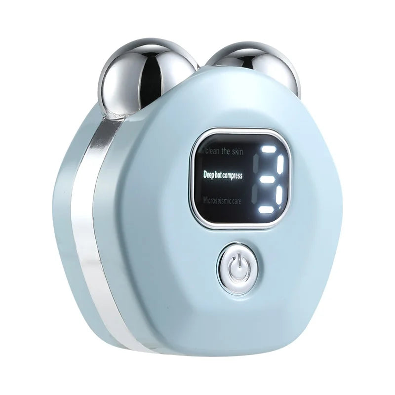Masajeador de rodillo de microcorriente portátil, vibración eléctrica, levantamiento de cara y cuello, instrumento de belleza antiarrugas para estiramiento de la piel