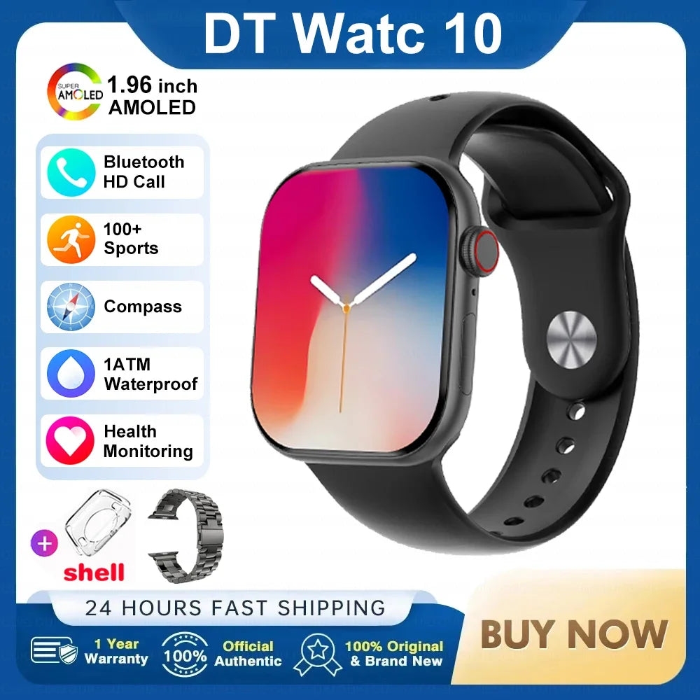 Nuevo reloj inteligente DT 10 con memoria grande de 16GB NFC, brújula de visión estéreo 3D, modo Muiti-Sport, reloj inteligente resistente al agua con llamadas Bluetooth