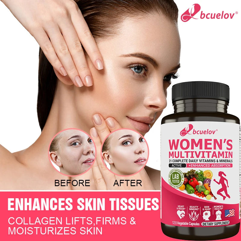 Suplemento multivitamínico multimineral para mujer - Magnesio Biotina Calcio Zinc Selenio - Apoya las articulaciones Piel Uñas