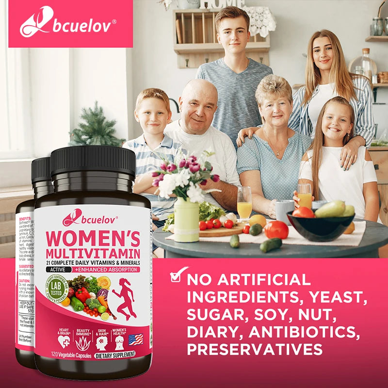 Suplemento multivitamínico multimineral para mujer - Magnesio Biotina Calcio Zinc Selenio - Apoya las articulaciones Piel Uñas