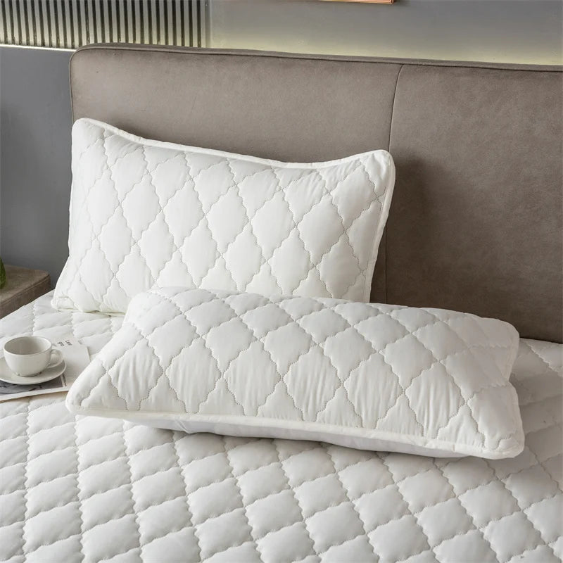Funda de almohada impermeable acolchada de algodón cepillado, juego de una sola pieza/2 piezas, funda de almohada suave y transpirable para dormitorio y cama