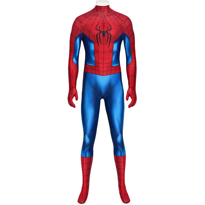 Red & Blue Spider-Web Cosplay Bodysuit for Adults