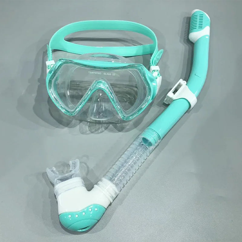 Set de Gafas de Snorkel para Niños con Cubierta Nasal, Máscara de Buceo Antivaho, Equipo de Natación, Vidrio Templado 180 °   Niños y niñas de 3 a 10 años