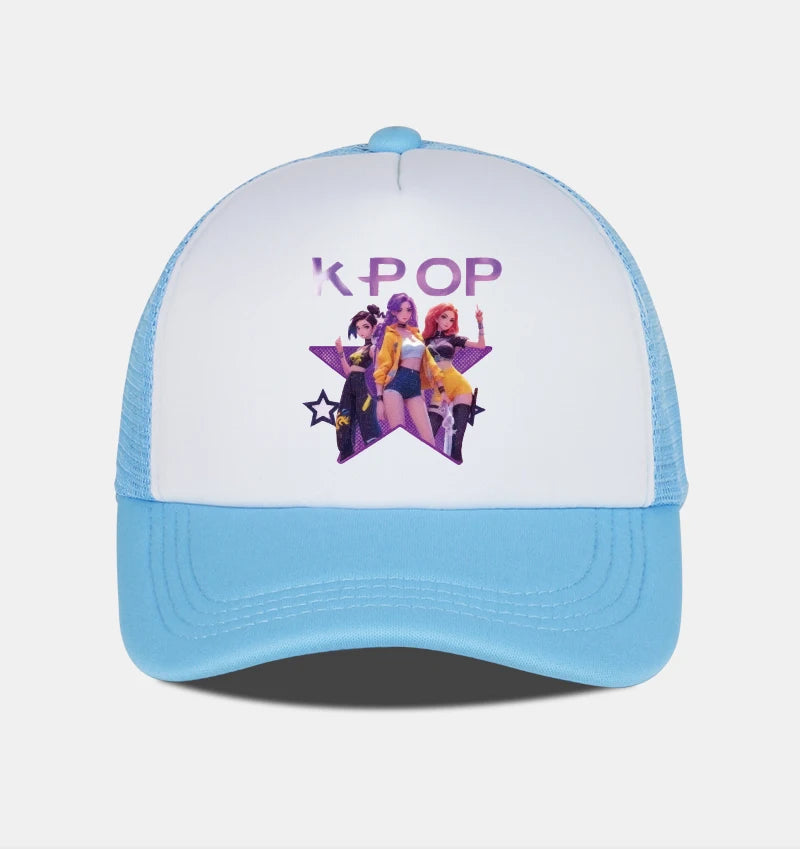 Gorra de malla estampada del grupo femenino de K-POP, gorra de béisbol transpirable de verano, sombrero de sol unisex ajustable, perfecto para los fanáticos del K-Pop