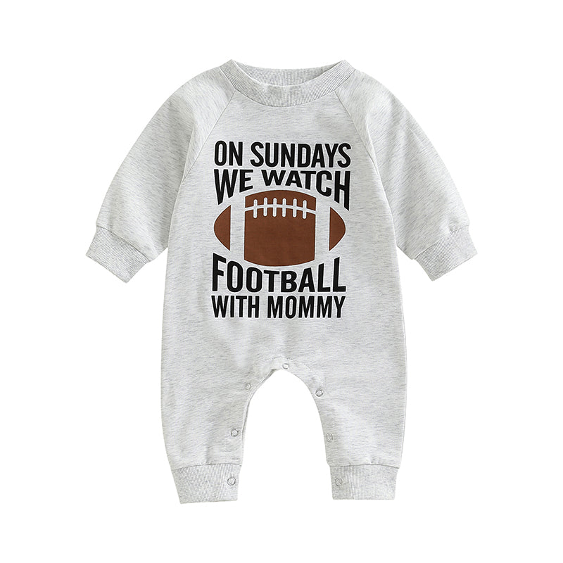 Baby Long-Sleeve Rugby Letter-Print Romper