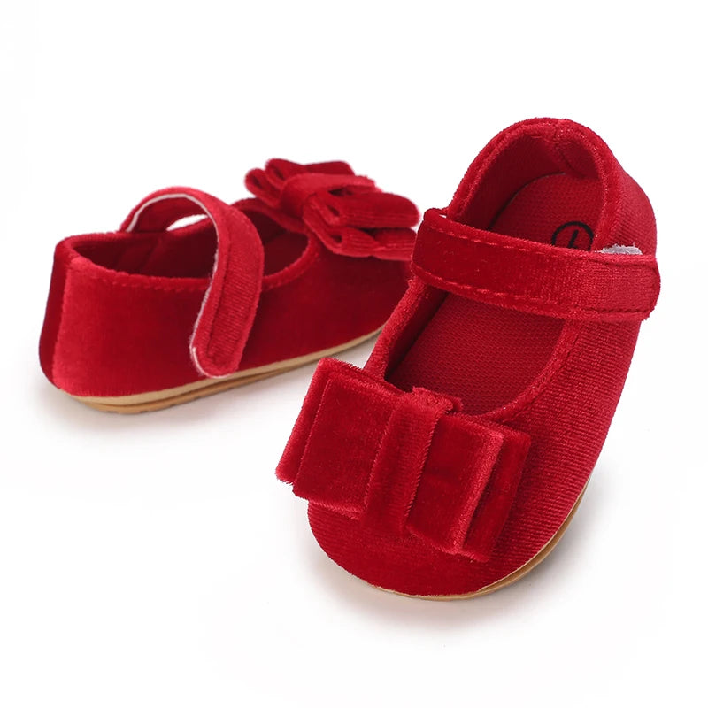 Spring and Autumn New Velvet Baby Shoes Sneakers Non slip Shoes Red Christmas Velvet Children's Shoes