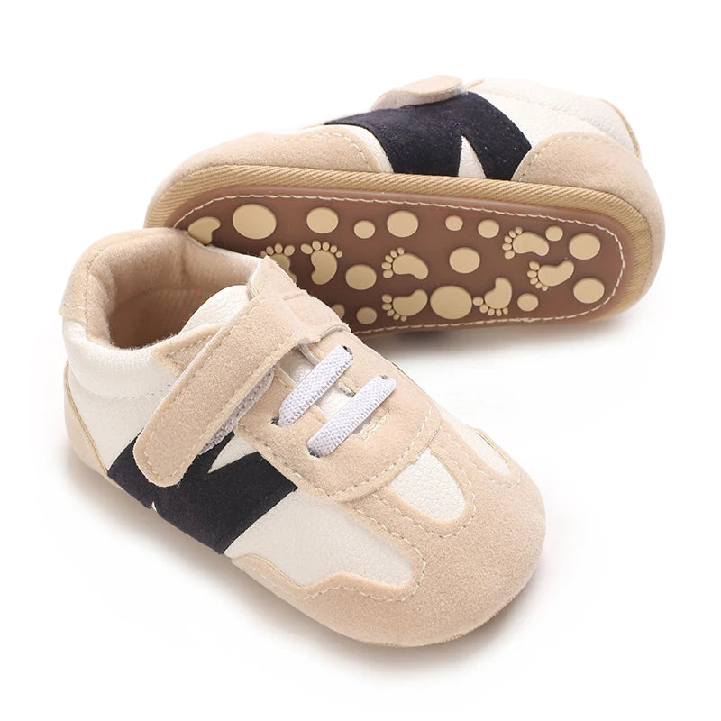 0-18 Months Newborn Baby Classic Sneakers Letters Splicing Baby Casual Shoe Anti-slip Hundred Walking Baby Boys Girls Baby Shoes