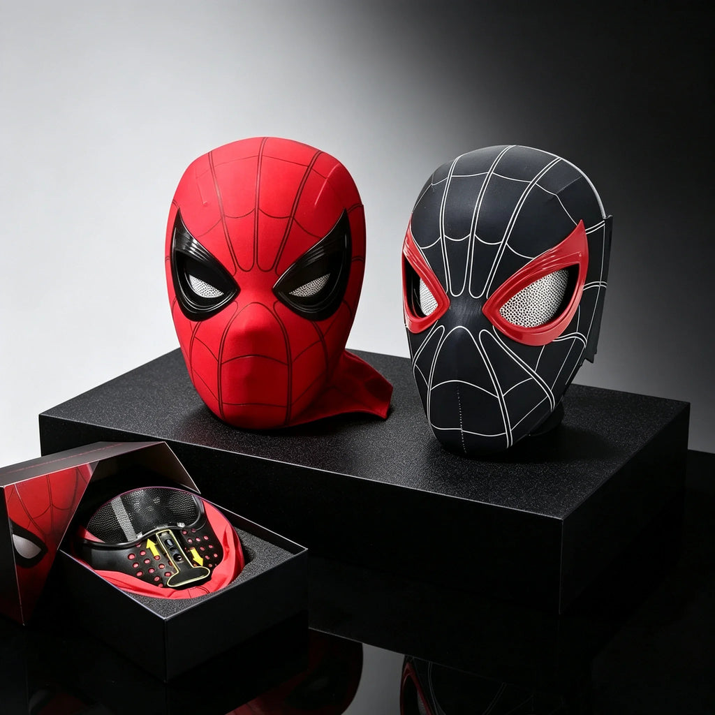 Spider-Man Cosplay Mask with Chin-Controlled Moving Eyes