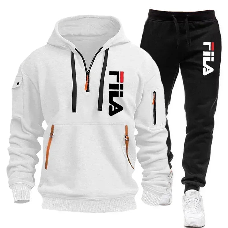 Conjunto de sudadera con capucha para hombre, conjunto de dos piezas de top cómodo y a la moda y pantalones deportivos casuales.