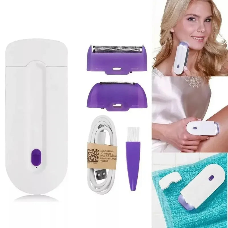 Depiladora de luz azul para cuerpo de mujer, afeitadora de inducción, herramienta de depilación, depiladora de labios de Bikini automática eléctrica rotativa para cara y pierna