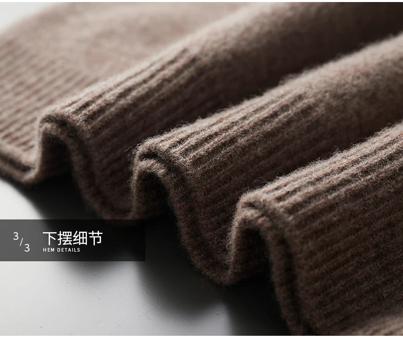 Suéter de lana para hombre Otoño e Invierno nuevo cuello redondo suelto Color sólido invierno engrosamiento camisa de fondo