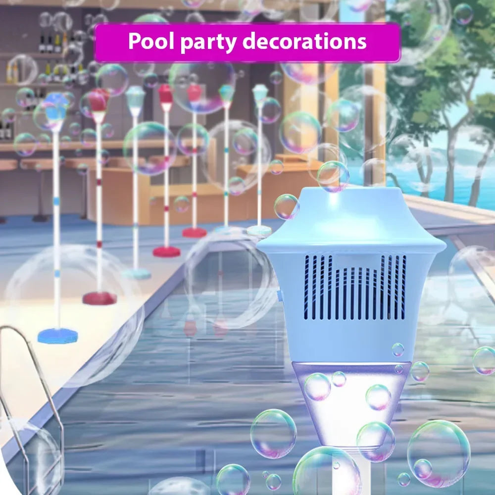 Máquina de burbujas con soporte con luces y música para soplador de burbujas de jabón al aire libre, adecuado para deportes acuáticos, decoración para fiesta de boda, burbujas