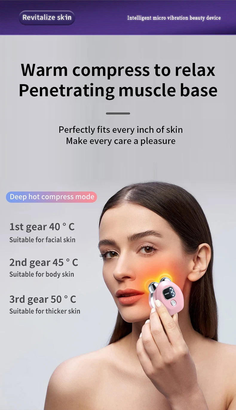 Masajeador de rodillo de microcorriente portátil, vibración eléctrica, levantamiento de cara y cuello, instrumento de belleza antiarrugas para estiramiento de la piel