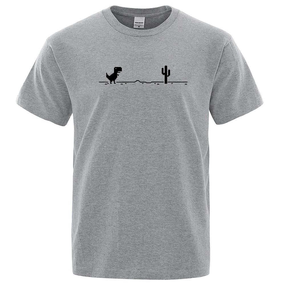 Camisetas para hombre con estampado de dinosaurio y Cactus, camisetas divertidas, Camiseta de algodón de verano para hombre, camisetas informales con cuello redondo, ropa de calle, Top básico
