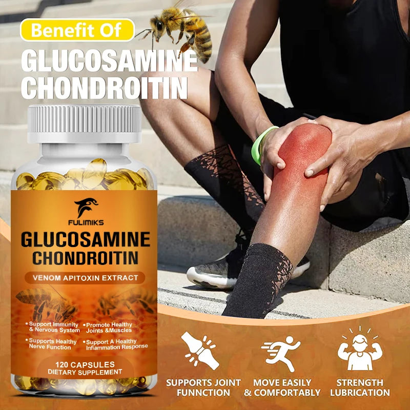 Glucosamina 1500 mg Condroitina 1200 mg Cápsulas de resistencia extra Soporte para articulaciones Suplemento de apoyo inmunológico antioxidante para adultos