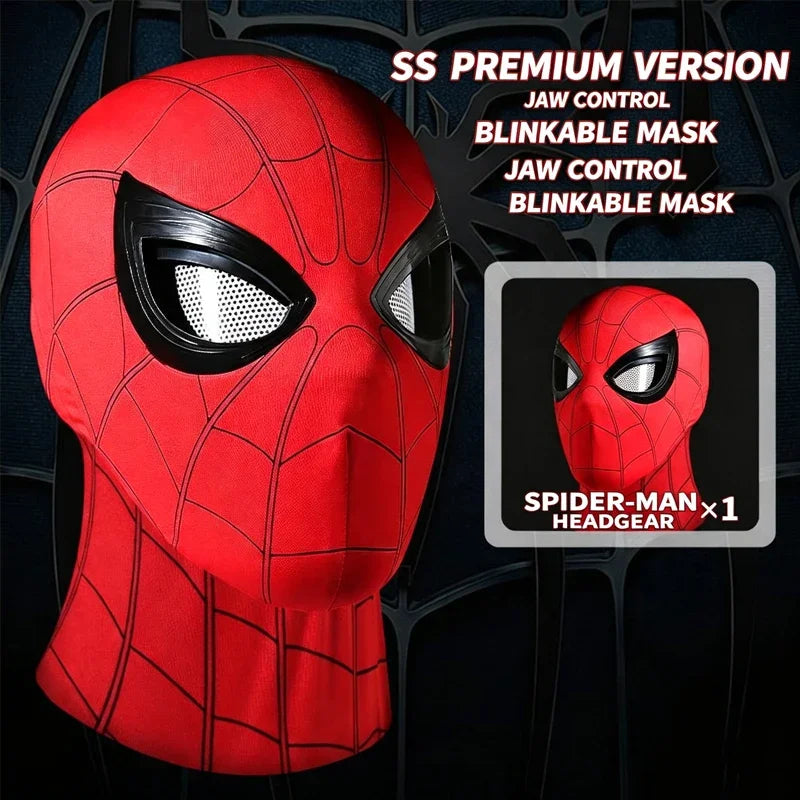 Spider-Man Cosplay Mask with Chin-Activated Blinking Eyes