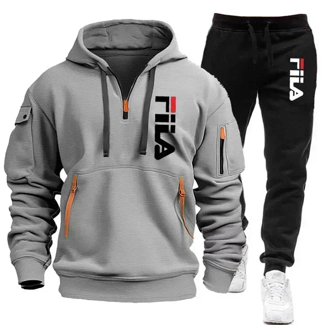 Conjunto de sudadera con capucha para hombre, conjunto de dos piezas de top cómodo y a la moda y pantalones deportivos casuales.