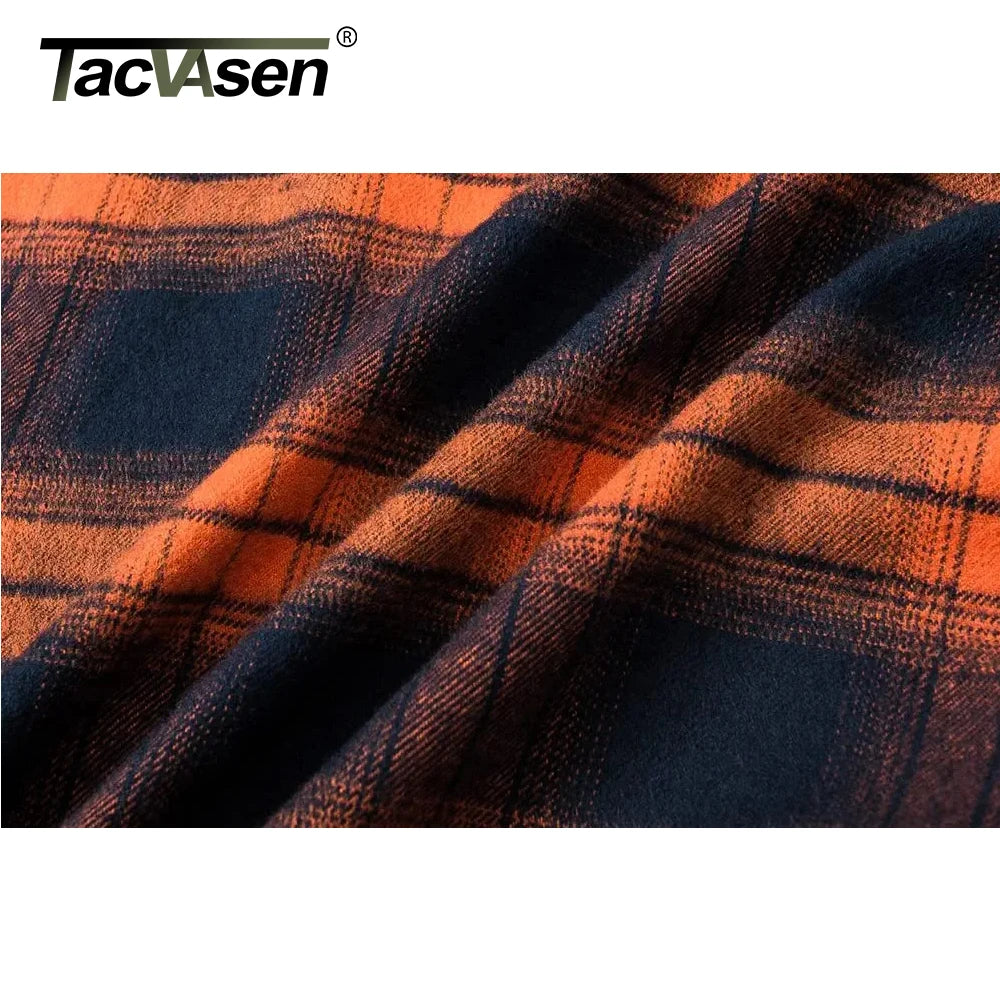 TACVASEN-Camisa de manga larga para hombre, chaqueta de franela, ligera, con botones y bolsillos