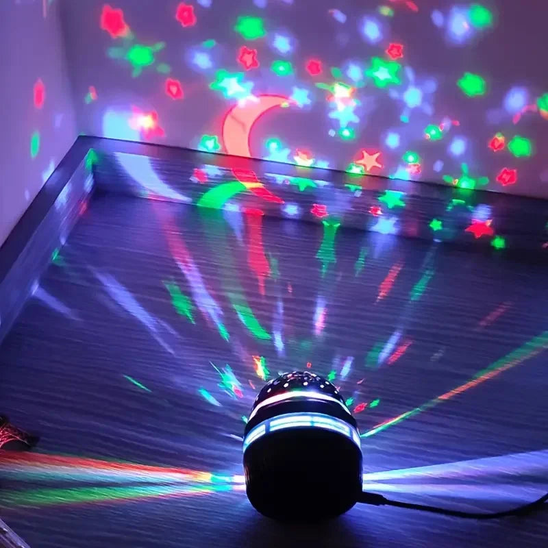 Luces LED de noche de cielo estrellado, lámpara de proyector USB, bola mágica, Luna, estrella, luces de Navidad, decoraciones de ambiente para habitación del hogar