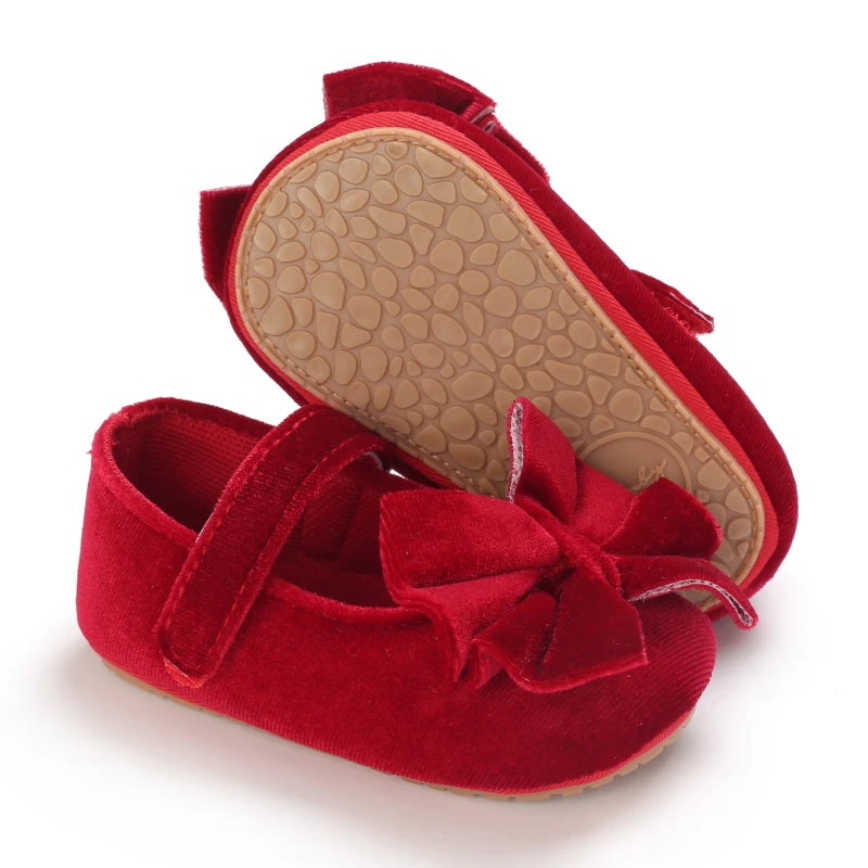 Spring and Autumn New Velvet Baby Shoes Sneakers Non slip Shoes Red Christmas Velvet Children's Shoes